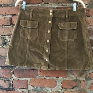 Tan corduroy button down mini skirt